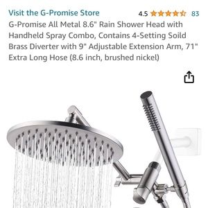 METAL! RAIN SHOWER - Large Overhead & Handheld Combo / High Quality!!!!!